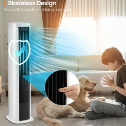 Tangkula Portable Evaporative Air Cooler for Room, 40-Inch Bladeless Cooling Tower Cooler with Remote Control