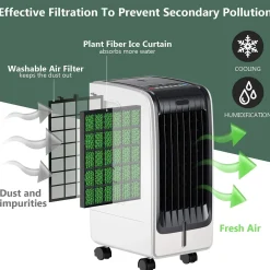 Tangkula Portable Evaporative Air Cooler for Room, 3-in-1 Portable Air Cooler with Remote Control