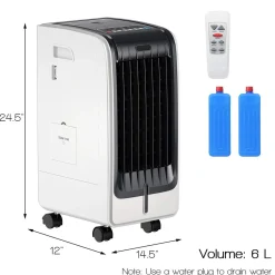 Tangkula Portable Evaporative Air Cooler for Room, 3-in-1 Portable Air Cooler with Remote Control