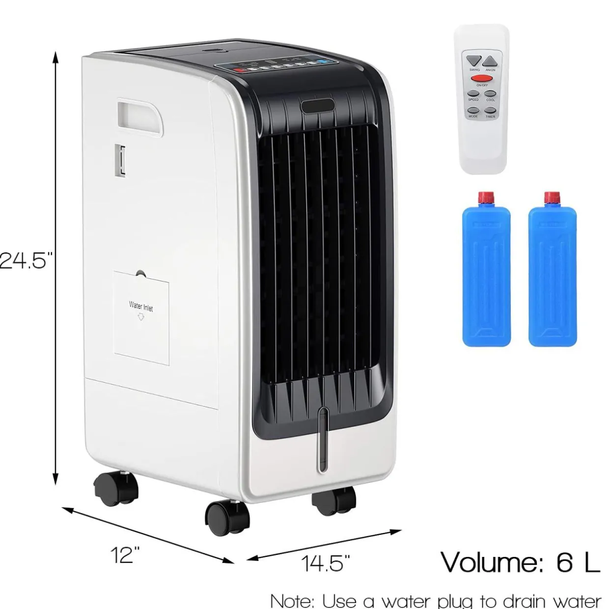 Tangkula Portable Evaporative Air Cooler for Room, 3-in-1 Portable Air Cooler with Remote Control