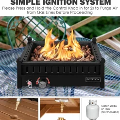 Tangkula Portable Tabletop Propane Fire Pit, Patiojoy 40,000 BTU Table Top Fireplace with Simple Ignition System
