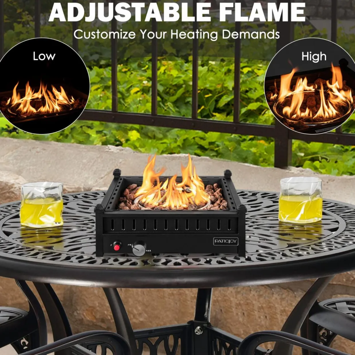 Tangkula Portable Tabletop Propane Fire Pit, Patiojoy 40,000 BTU Table Top Fireplace with Simple Ignition System