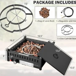Tangkula Portable Tabletop Propane Fire Pit, Patiojoy 40,000 BTU Table Top Fireplace with Simple Ignition System