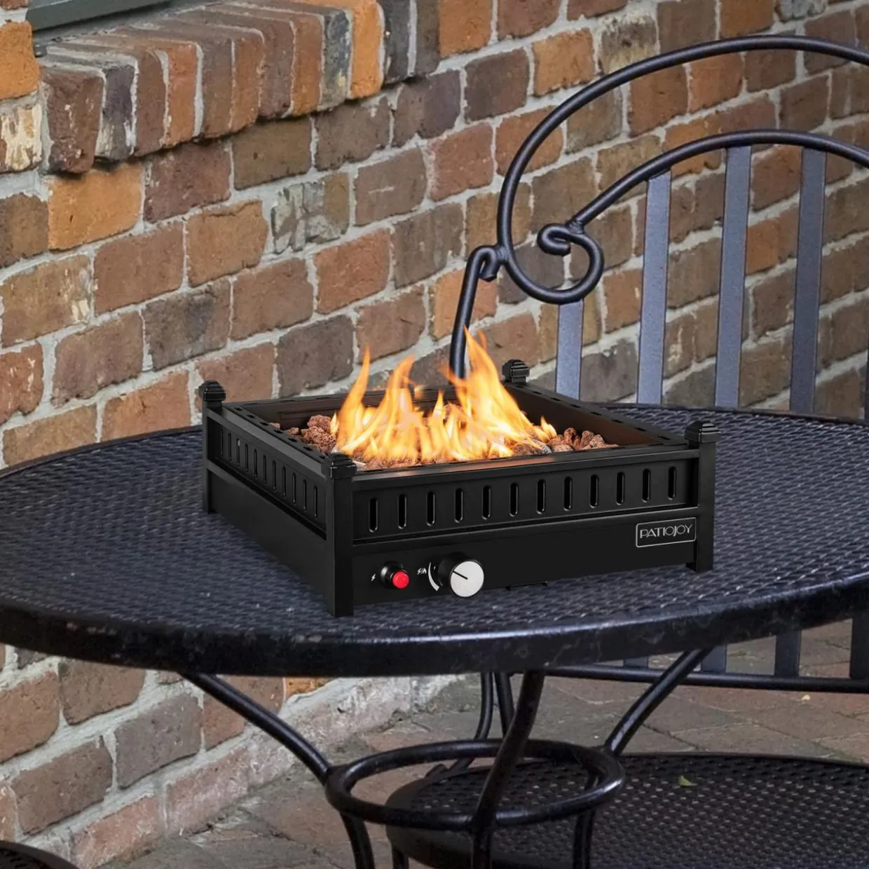 Tangkula Portable Tabletop Propane Fire Pit, Patiojoy 40,000 BTU Table Top Fireplace with Simple Ignition System