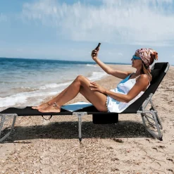 Tangkula 4-Position Folding Chaise Lounge Chair, Tri-Fold Portable Chaise Lounge Chair with Mattress, Pillow, Side Pocket