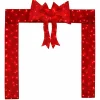 Tangkula Pre-Lit Christmas Doorway Arch w/Bow, LED Lighted Festive Door Decoration w/ 240 Red LED Lights