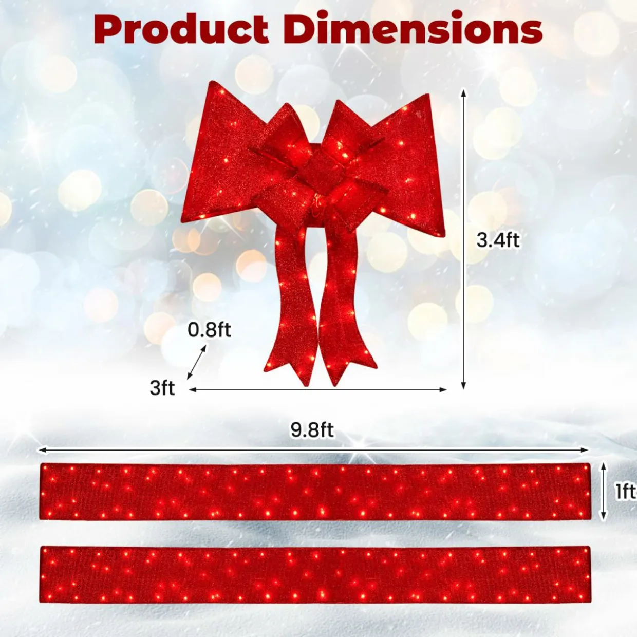 Tangkula Pre-Lit Christmas Doorway Arch w/Bow, LED Lighted Festive Door Decoration w/ 240 Red LED Lights