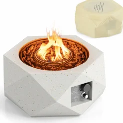 Tangkula Propane Fire Pit Table, 28& Tank Seat Included, 40,000 BTU Smokeless Fire Pit