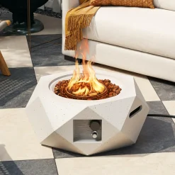 Tangkula Propane Fire Pit Table, 28& Tank Seat Included, 40,000 BTU Smokeless Fire Pit