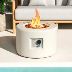 Tangkula Propane Fire Pit Table, 25.5& Tank Seat Included, 40,000 BTU Smokeless Fire Pit
