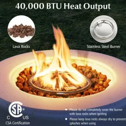 Tangkula Propane Fire Pit Table Set, 25.5