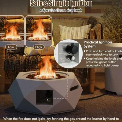 Tangkula Propane Fire Pit Table Set, 28