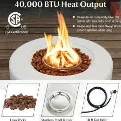 Tangkula Propane Fire Pit Table, 25.5& Tank Seat Included, 40,000 BTU Smokeless Fire Pit