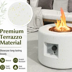 Tangkula Propane Fire Pit Table, 25.5& Tank Seat Included, 40,000 BTU Smokeless Fire Pit