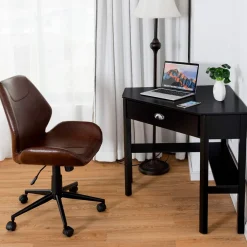 Tangkula 2PS Desk and Chair Set, Corner Desk with Height Adjustable Ergonomic Swivel Chair