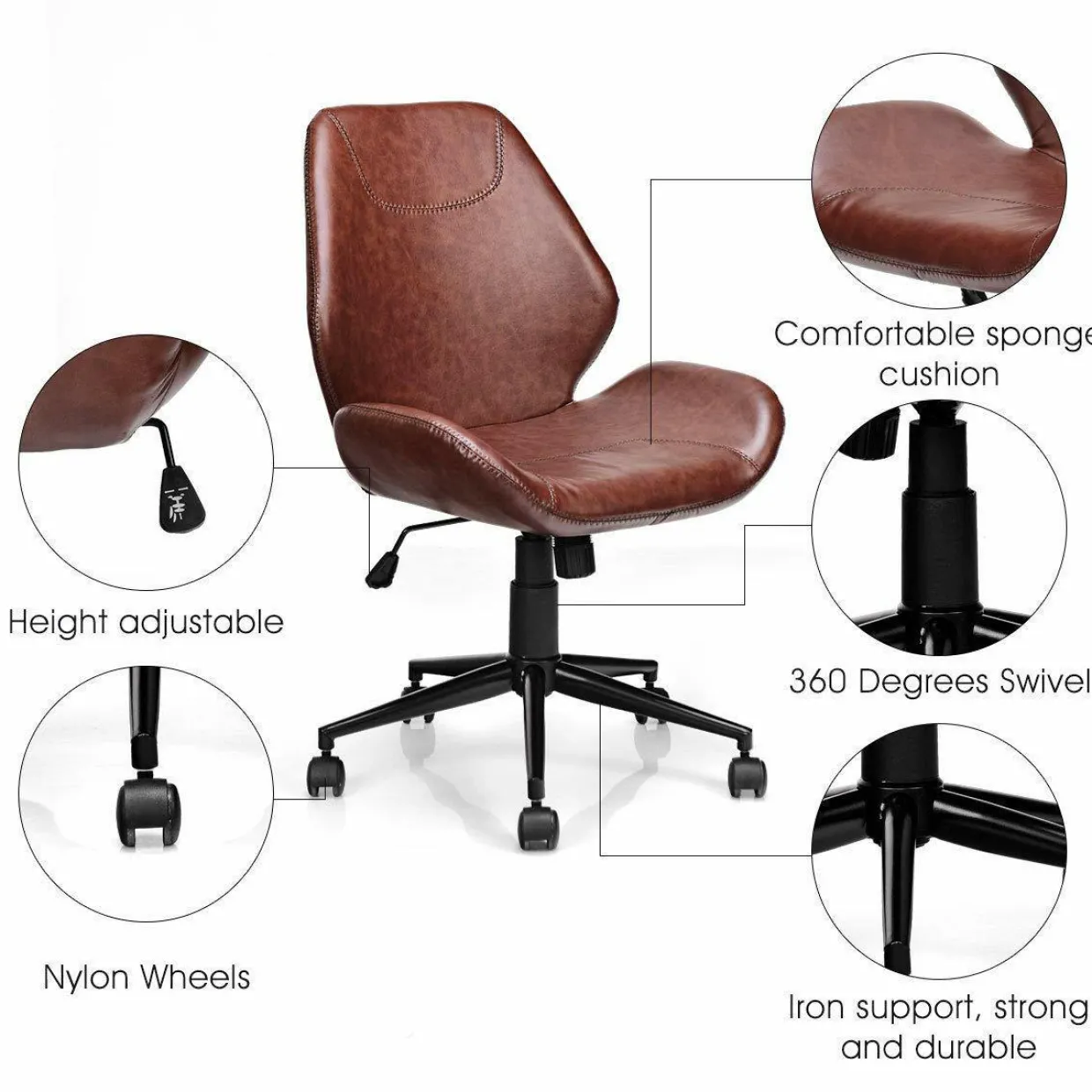 Tangkula 2PS Desk and Chair Set, Corner Desk with Height Adjustable Ergonomic Swivel Chair