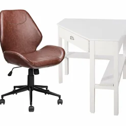 Tangkula 2PS Desk and Chair Set, Corner Desk with Height Adjustable Ergonomic Swivel Chair