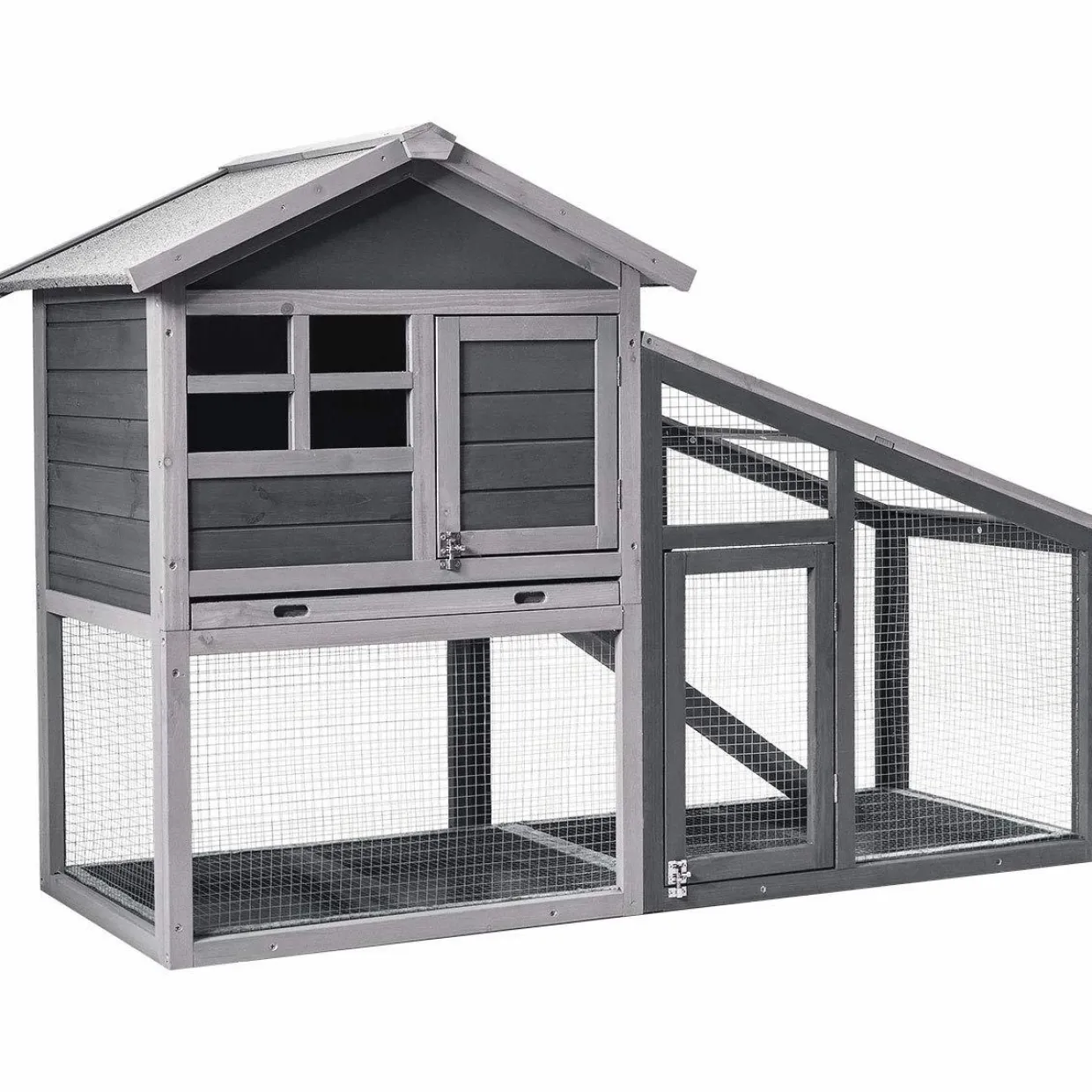 Tangkula Rabbit Hutch Indoor Outdoor, Wooden Chicken Coop, Bunny Hutch with Run
