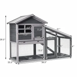 Tangkula Rabbit Hutch Indoor Outdoor, Wooden Chicken Coop, Bunny Hutch with Run
