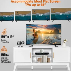 Tangkula Rattan TV Stand for TVs up to 65 Inches, Media TV Console Table