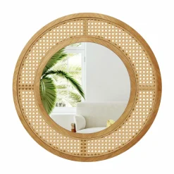 Tangkula Rattan Wall Mirror