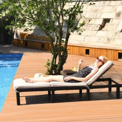 Tangkula Rattan Wicker Chaise Lounge Chair, Outdoor Patio Lounger Recliner Chair w/Adjustable Backrest