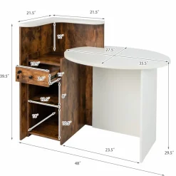 Tangkula Reception Desk, Front Counter Desk with Lockable Drawer & Adjustable Shelf