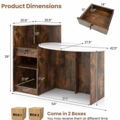 Tangkula Reception Desk, Front Counter Desk with Lockable Drawers