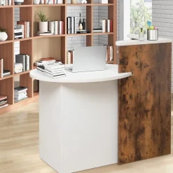 Tangkula Reception Desk, Front Counter Desk with Lockable Drawer & Adjustable Shelf