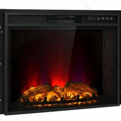 Tangkula Recessed Electric Fireplace, 26 Inch Fireplace with Adjustable Flame Brightness, LED Screen & Remote Control with Timer