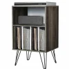 Tangkula Record Player Stand, Turntable Stand with Metal Legs, Vinyl Record Storage Cabinet w/ 5 Open Shelves Holds