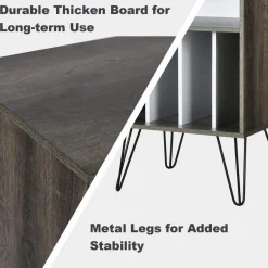 Tangkula Record Player Stand, Turntable Stand with Metal Legs, Vinyl Record Storage Cabinet w/ 5 Open Shelves Holds