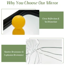 Tangkula Rectangular Wall Mirror, Modern Mirror with Solid Steel Frame & Rounded Corners