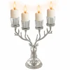 Tangkula Reindeer Candle Holder, Deer Christmas Ornament for 4 Candles, Aluminum Table Christmas Decoration for Tealight