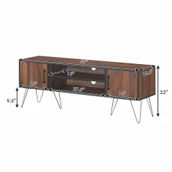 Tangkula Retro TV Stand for 60'' TV, Modern Entertainment Center for Flat Screen TV Cable Box Gaming Consoles(Walnut)