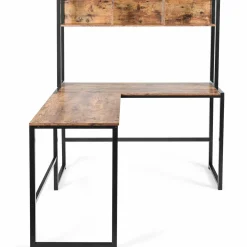 Tangkula Reversible L-Shaped Desk with Hutch, Space Saving Corner Computer Desk with Storage Bookshelf
