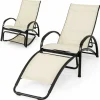Tangkula Rocking Chair Outdoor, 2-in-1 Convertible Lounge Chair with 4-Level Adjustable Backrest