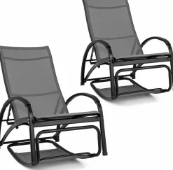 Tangkula Rocking Chair Outdoor, 2-in-1 Convertible Lounge Chair with 4-Level Adjustable Backrest