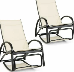 Tangkula Rocking Chair Outdoor, 2-in-1 Convertible Lounge Chair with 4-Level Adjustable Backrest