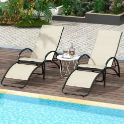 Tangkula Rocking Chair Outdoor, 2-in-1 Convertible Lounge Chair with 4-Level Adjustable Backrest