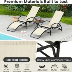 Tangkula Rocking Chair Outdoor, 2-in-1 Convertible Lounge Chair with 4-Level Adjustable Backrest