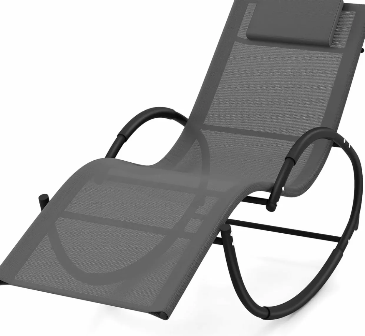 Tangkula Rocking Lounge Chair Outdoor, Zero Gravity Chaise Lounger with Removable Headrest, Fabric Backrest & Seat