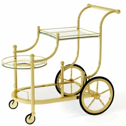 Tangkula Rolling Bar Cart, Metal Serving Cart with Tempered Glass, 3-Tier Glass Bar and Serving Cart