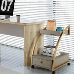 Tangkula Rolling End Table, 2-Tier Side Table w/Tray Top, Pull-Out Drawer & Lockable Casters