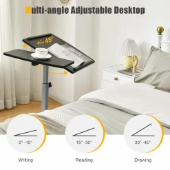 Tangkula Rolling Laptop Desk, Mobile Laptop Stand with Tilting Tabletop