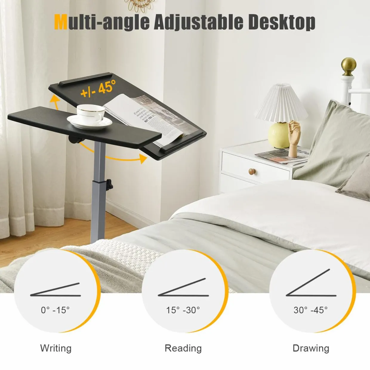 Tangkula Rolling Laptop Desk, Mobile Laptop Stand with Tilting Tabletop