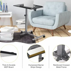 Tangkula Rolling Laptop Desk, Mobile Laptop Stand with Tilting Tabletop