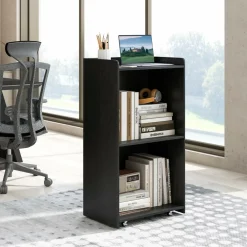 Tangkula Rolling Podium Stand, Mobile Lectern Stand with 2 Shelves & Lockable Wheels