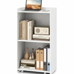 Tangkula Rolling Podium Stand, Mobile Lectern Stand with 2 Shelves & Lockable Wheels