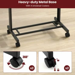 Tangkula Rolling Podium Stand, 3-Position Height Adjustable Lectern Table with Tilted Tabletop